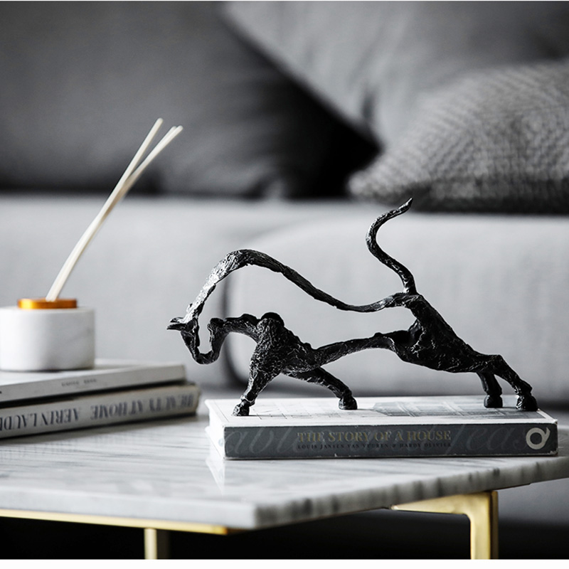 Home Office Layout - Modern Black Hollow Arts Bull Animal