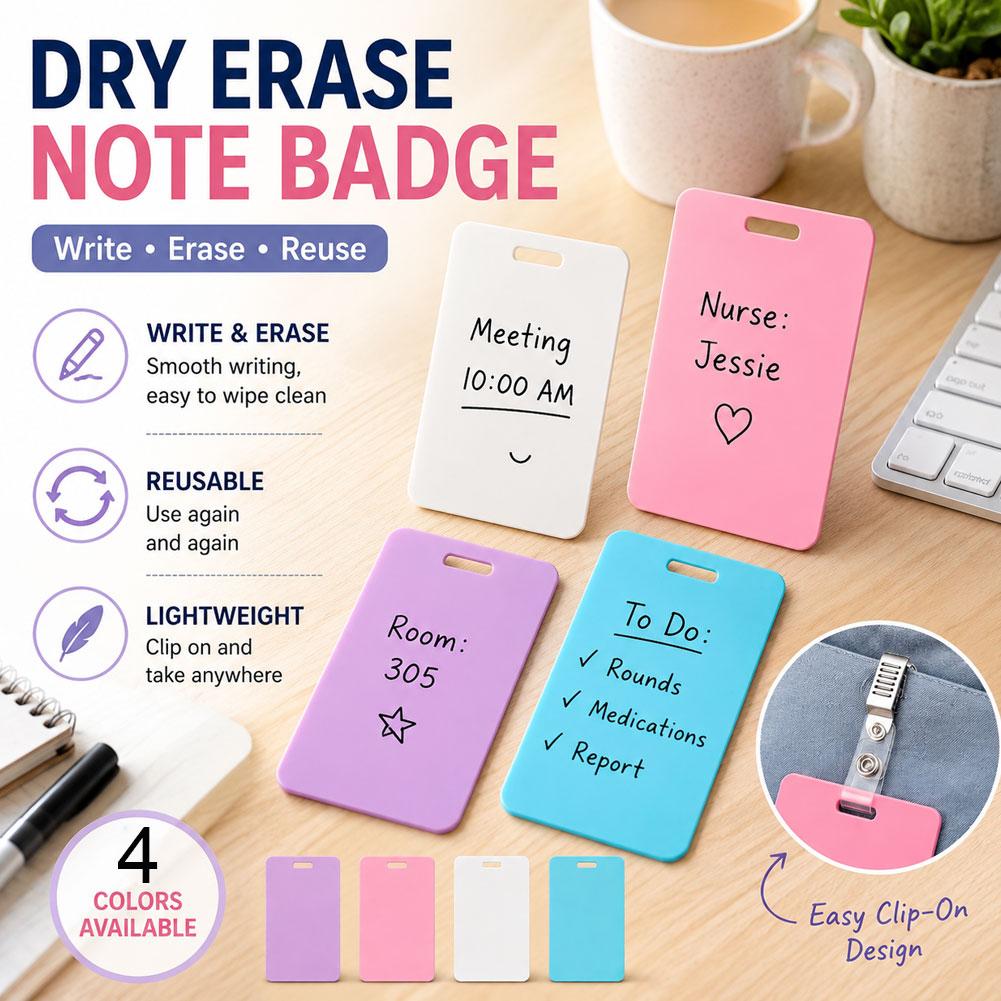 Sticky Note Dispenser - Creative Reusable Erasable Badge Sticky Notes