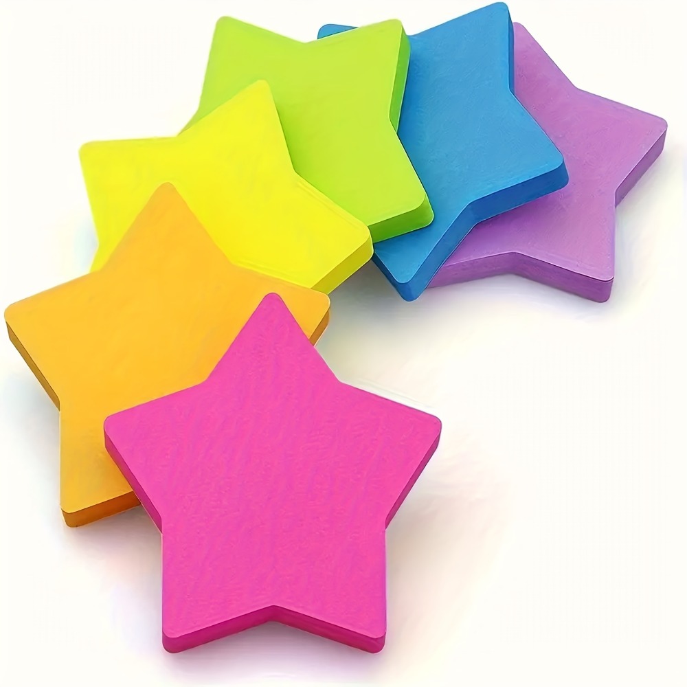 Sticky Note Dispenser - 6packs Star-Shaped Sticky Notes Vibrant Colorful