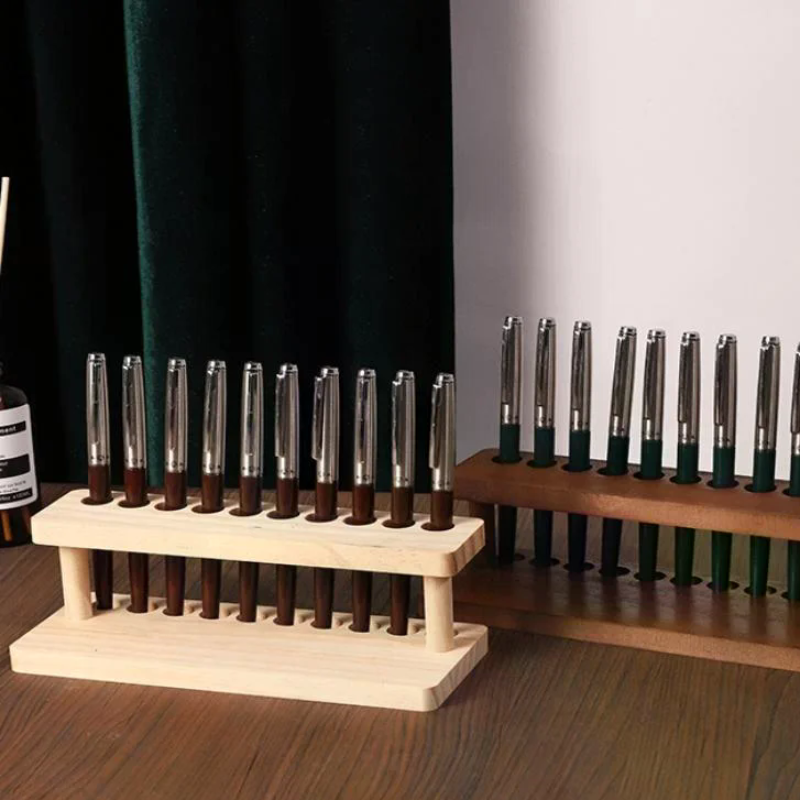 Pen Holder Organizer - Walnut Wood Test Tube Rack Multifunction
