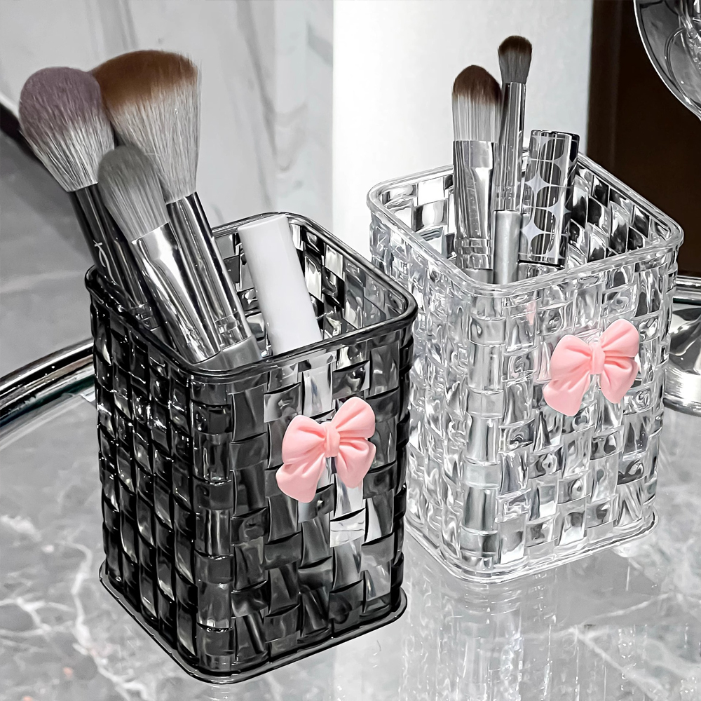 Pen Holder Organizer - Transparent Pen Holder, Square Desktop Storage