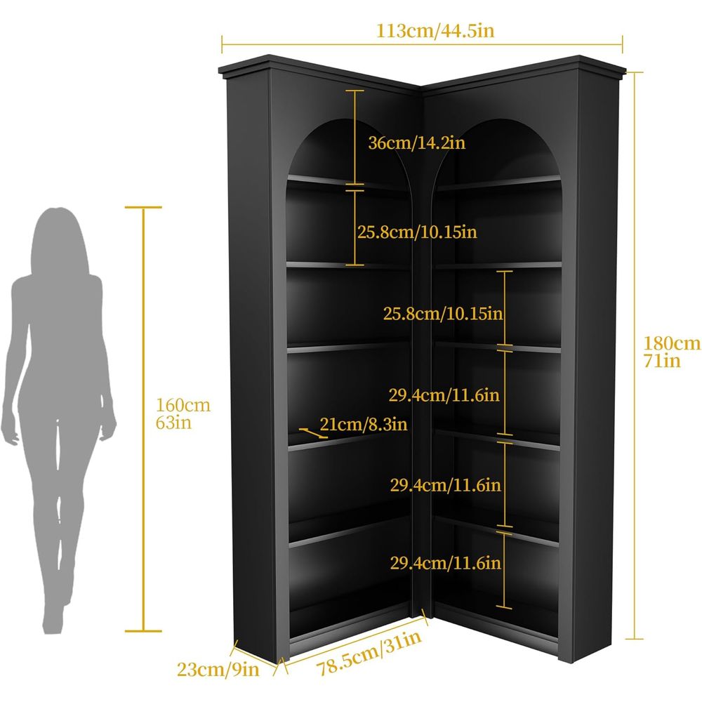 6-Tier L-Shaped Bookcase with  - Home Office Industrial Design 리뷰 및 가격