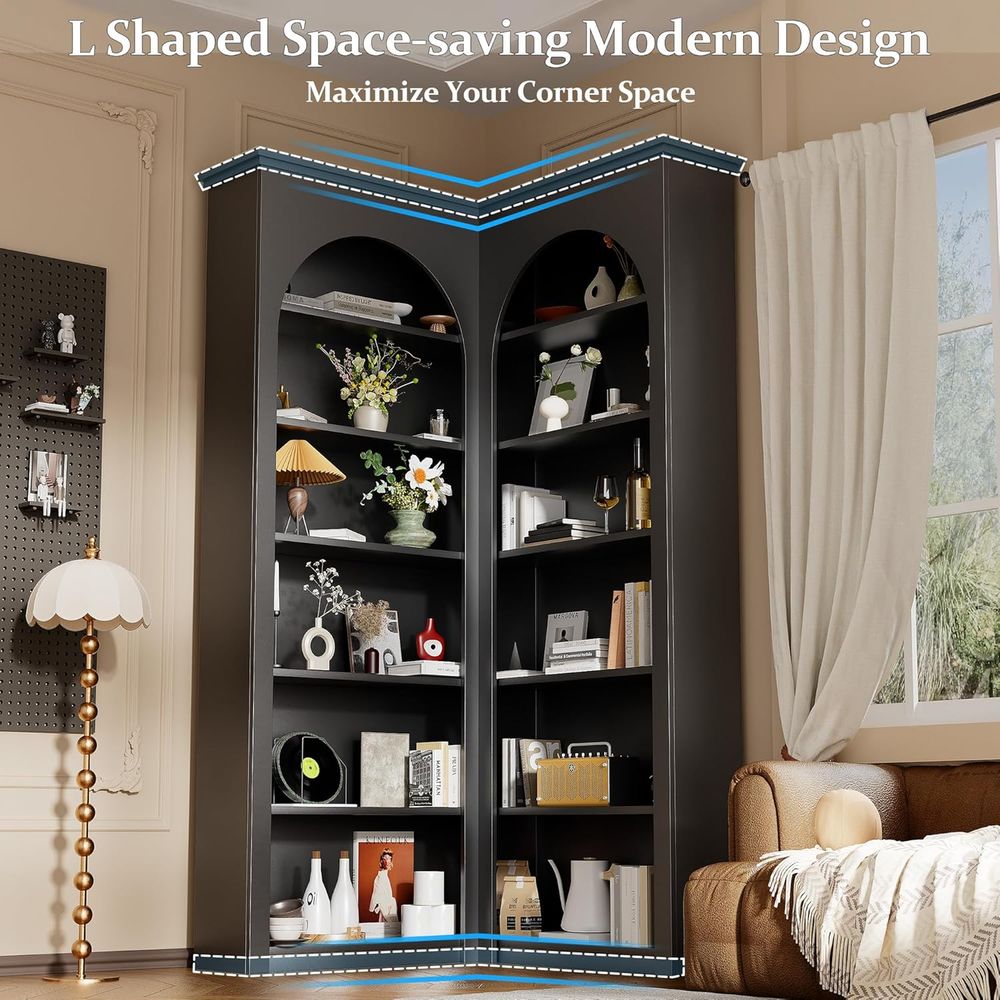 6-Tier L-Shaped Bookcase with  - Home Office Industrial Design 리뷰 및 가격