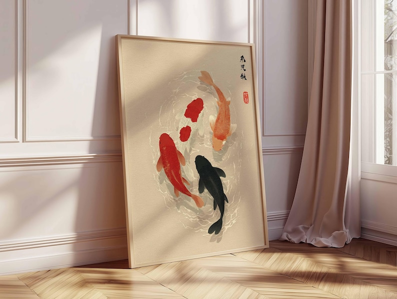 1pc Japanese Koi Fish Poster,  - Home Office Japandi 리뷰 및 가격