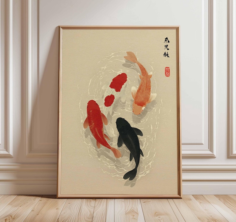 1pc Japanese Koi Fish Poster,  - Home Office Japandi 리뷰 및 가격