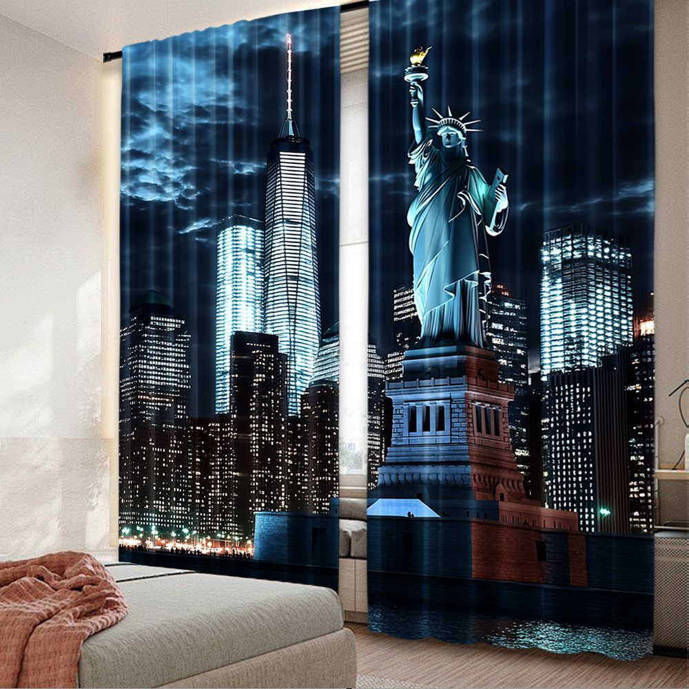 2Pcs Statue Of Liberty Curtain - Home Office York 리뷰 및 가격