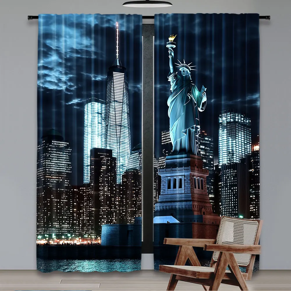 2Pcs Statue Of Liberty Curtain - Home Office York 리뷰 및 가격