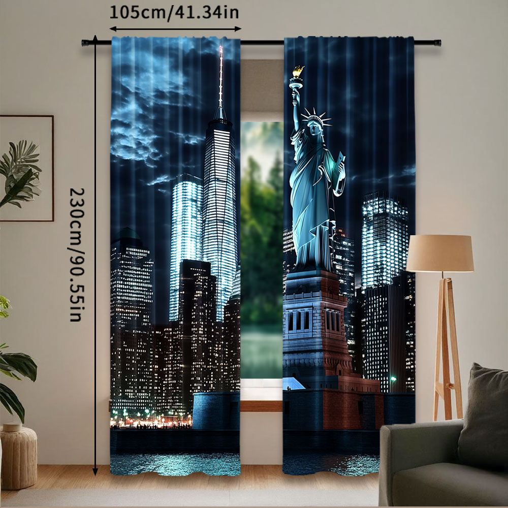 2Pcs Statue Of Liberty Curtain - Home Office York 리뷰 및 가격