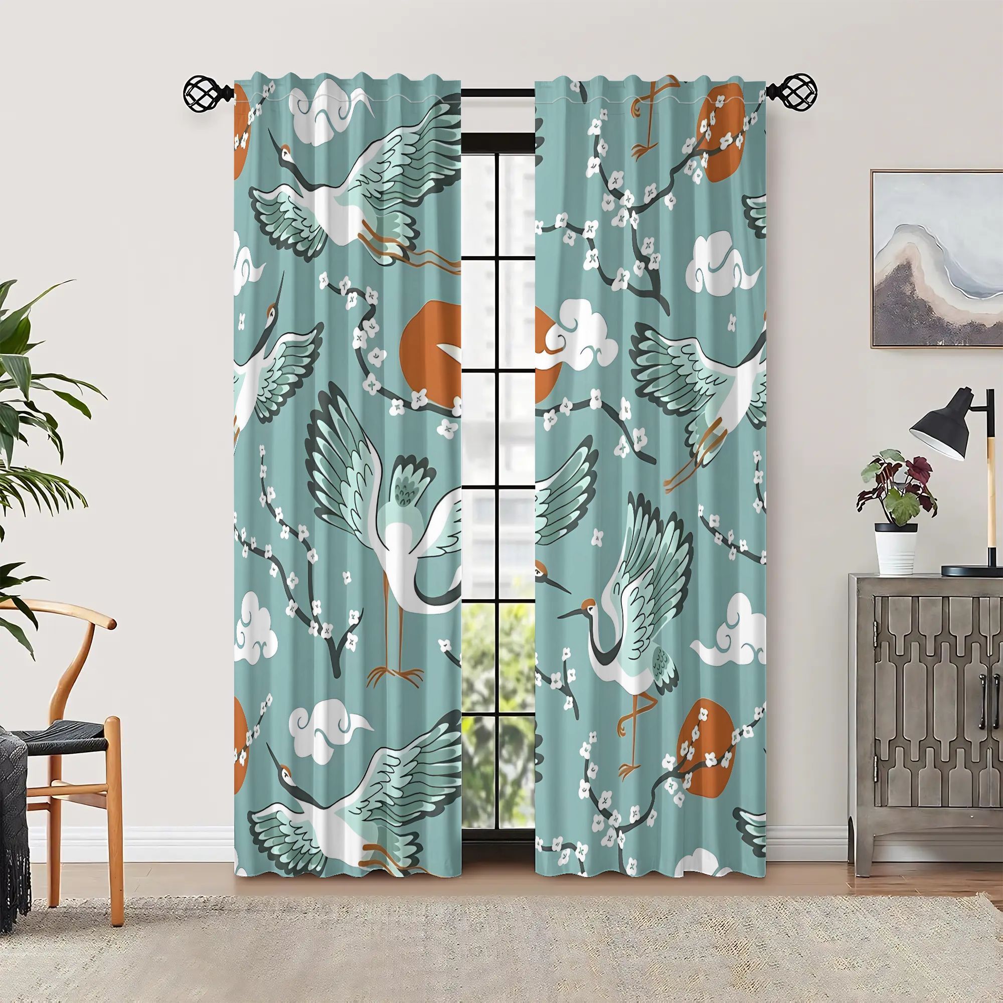 Elegant Teal Watercolor Bird C - Home Office Japandi 리뷰 및 가격