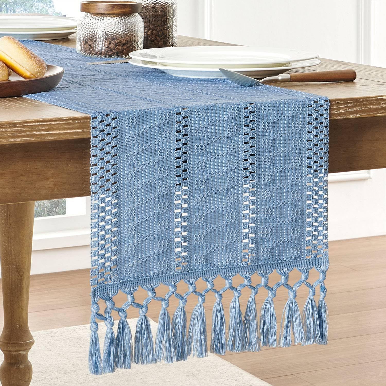 Beige Boho Linen Table Runner  - Home Office News 리뷰 및 가격