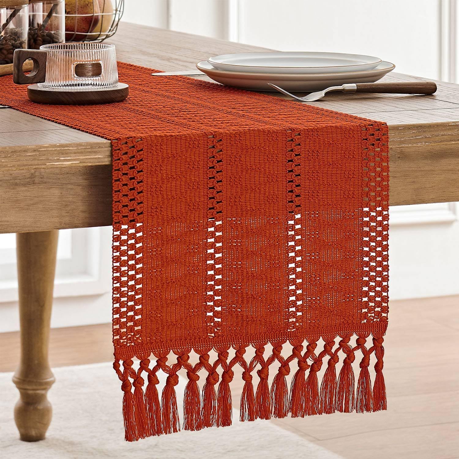 Beige Boho Linen Table Runner  - Home Office News 리뷰 및 가격