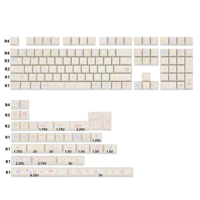 142 Keys Musical Note PBT Keyc - Home Office Layout 리뷰 및 가격