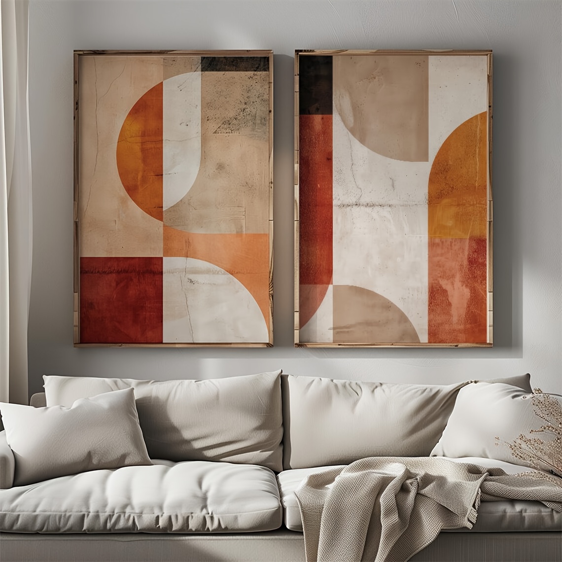 2D/Flat 2pcs Geometric Abstrac - Home Office Japandi 리뷰 및 가격