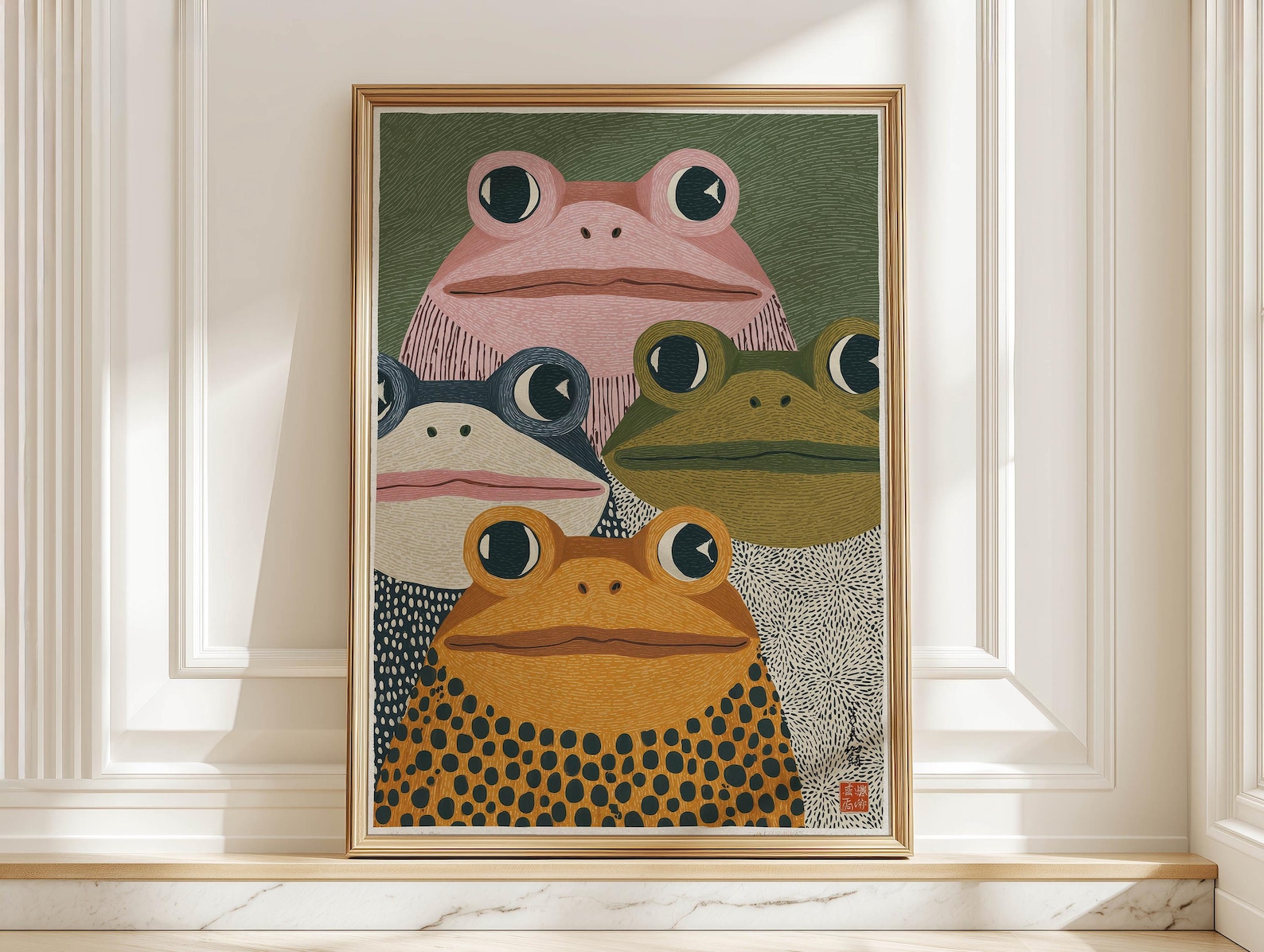 Modern Japanese Frog Art Print - Home Office Japandi 리뷰 및 가격