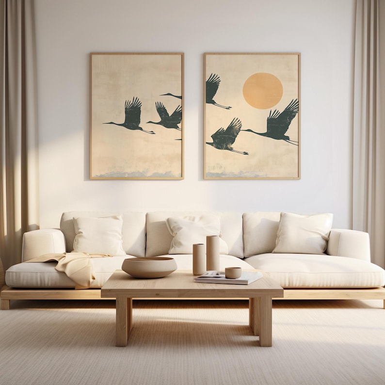 2pcs Japandi Flying Cranes Wal - Home Office Japandi 리뷰 및 가격