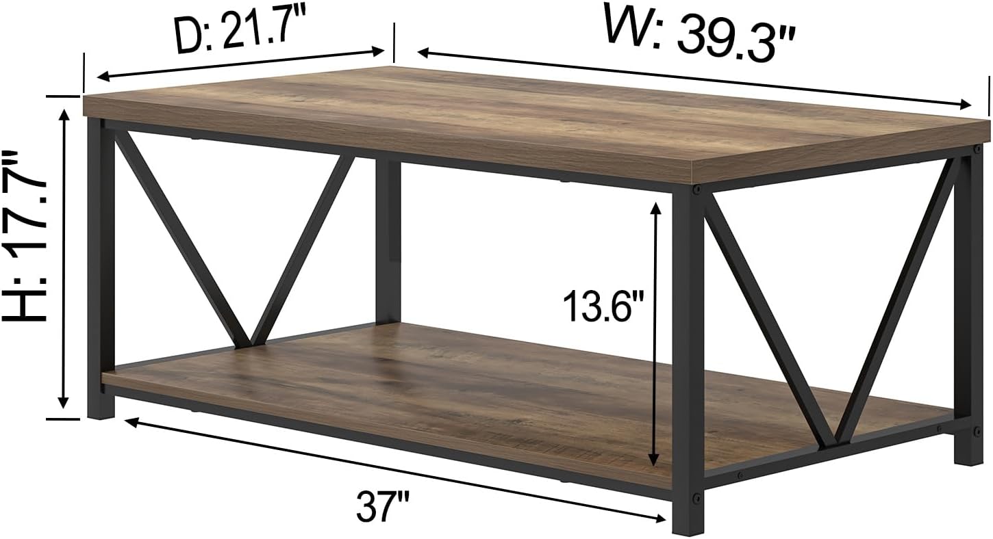 Coffee Table with Storage Shel - Home Office Industrial Design 리뷰 및 가격