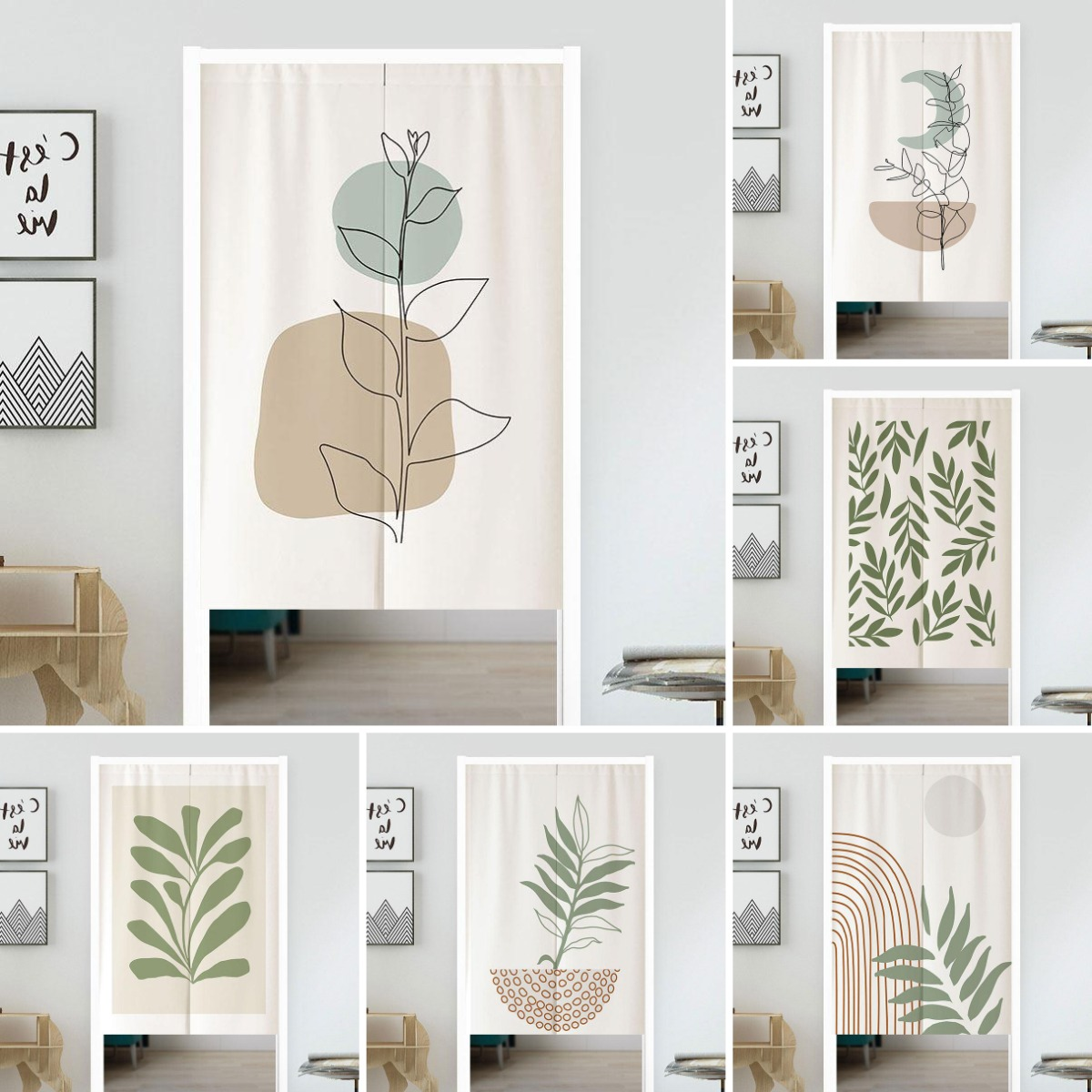 VIKAMA Boho Green Leaf Print N - Home Office Japandi 리뷰 및 가격
